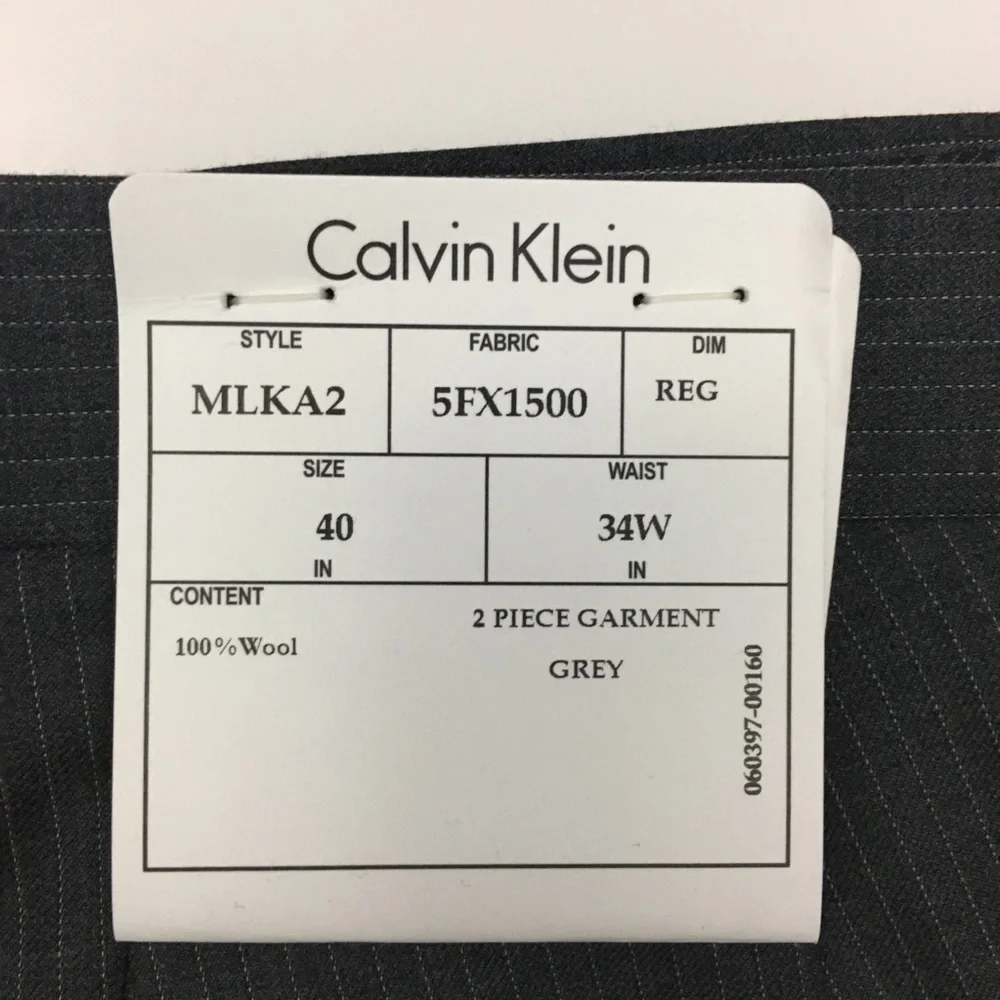 Calvin Klein 40r mens suit 2 piece gray stripes 100% wool 34w new nwt ea0035 - Picture 8 of 8